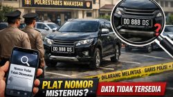 Mobil Berpelat DD 888 DS di Area Polrestabes Makassar Disorot, Data Tak Muncul di Aplikasi Resmi